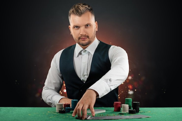 Meja Super Sic Bo live dealer dengan tiga dadu dan area taruhan di kincir88